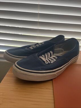 Vans Navy Canvas Low-Top Sneakers with White Laces